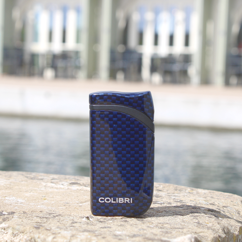 Colibri Falcon Carbon Fibre Single Jet Flame Lighter - Blue